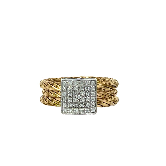 YELLOW CABLE RING WITH 18KW DIAMOND STATION