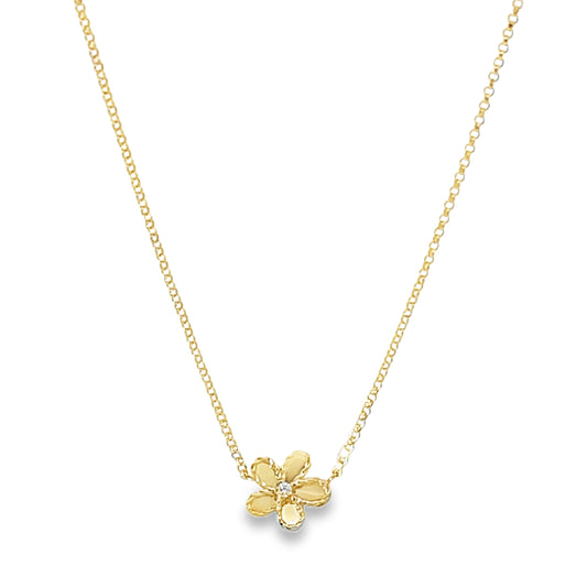 18KY JASMINE DIAMOND AND POLISHED FINISH SMALL FLOWER NECKLACE