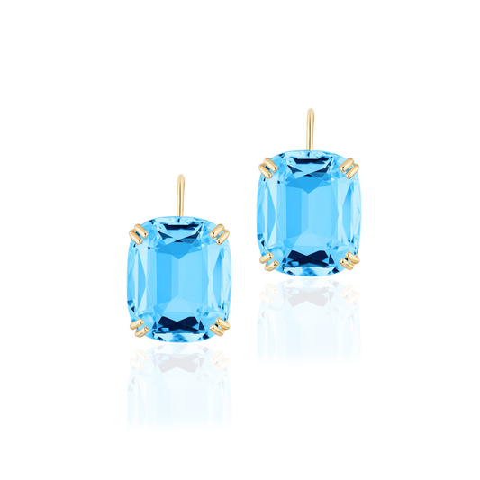 GOSHWARA 18KY CUSHION DROP EARRINGS