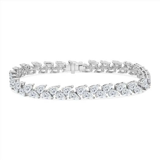 18KW ALTERNATING PEAR SHAPE DIAMOND TENNIS BRACELET