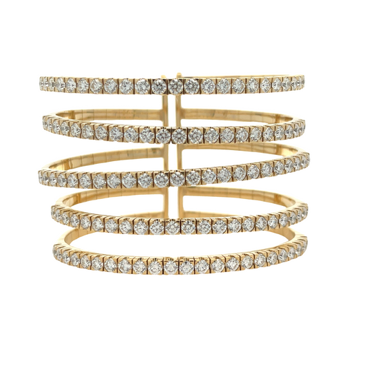 18KY 5 ROW DIAMOND CUFF BRACELET