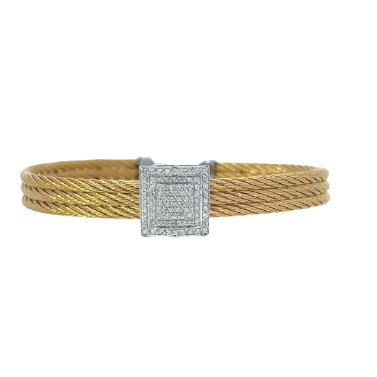 YELLOW CABLE BANGLE WITH 18KW DIAMOND STATION