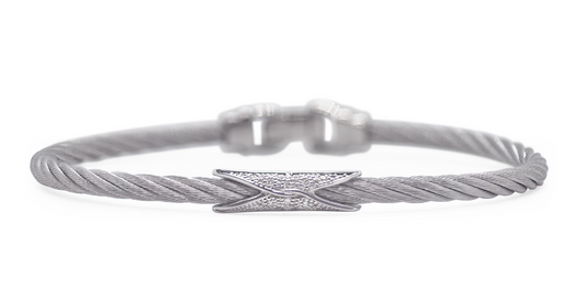 3MM GREY SLIM CABLE HOURGLASS DIAMOND BRACELET
