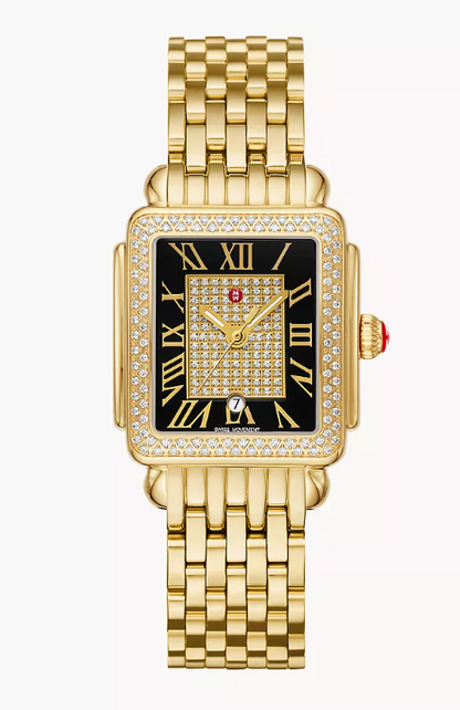 31MM 18K GOLD PLATED TWO TONE LIMITED EDITION DECO MADISION MID DIAMOND WATCH