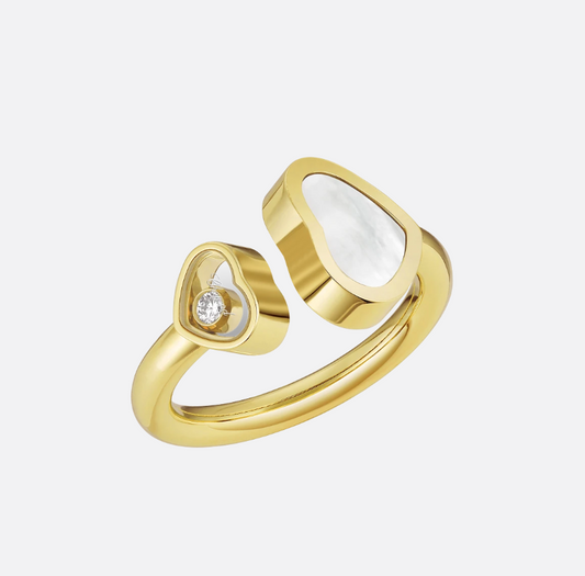 18KY HAPPY HEARTS FLOATING DIAMOND RING