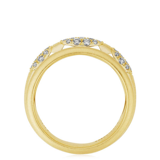 18KY CRESCENT ECLIPSE STACKED DIAMOND RING