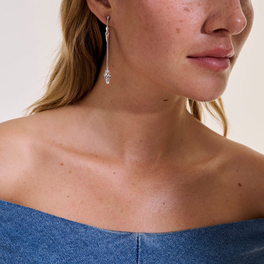 SILVER NAGA DROP EARRINGS