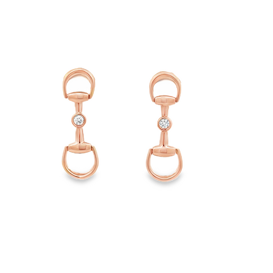 18KR HORSEBIT DANGLE EARRINGS W/DIAMONDS