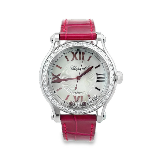 33MM SS HAPPY SPORT WITH FLOATING PINK TOURMALINE & DIAMONDS