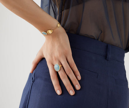 18KY LUNARIA AQUAMARINE COCKTAIL RING