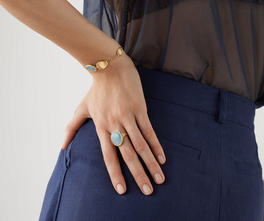 18KY LUNARIA AQUAMARINE COCKTAIL RING