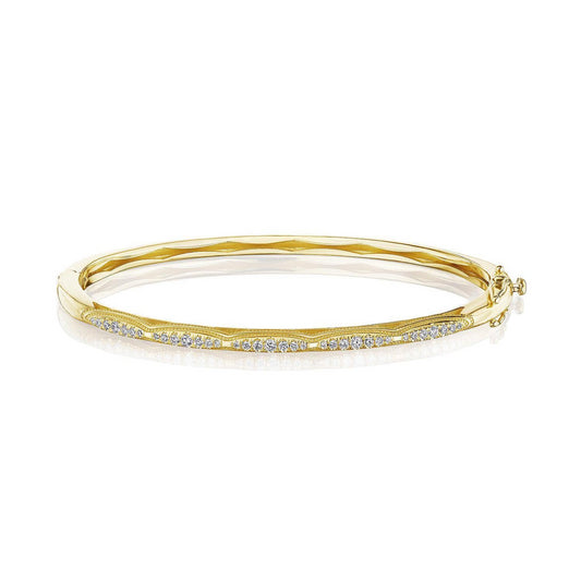 18KY CRESCENT ECLIPSE SINGLE ROW DIAMOND BANGLE 3MM