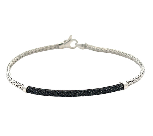 SS CLASSIC CHAIN BRACELET WITH BLACK SAPPHIRES
