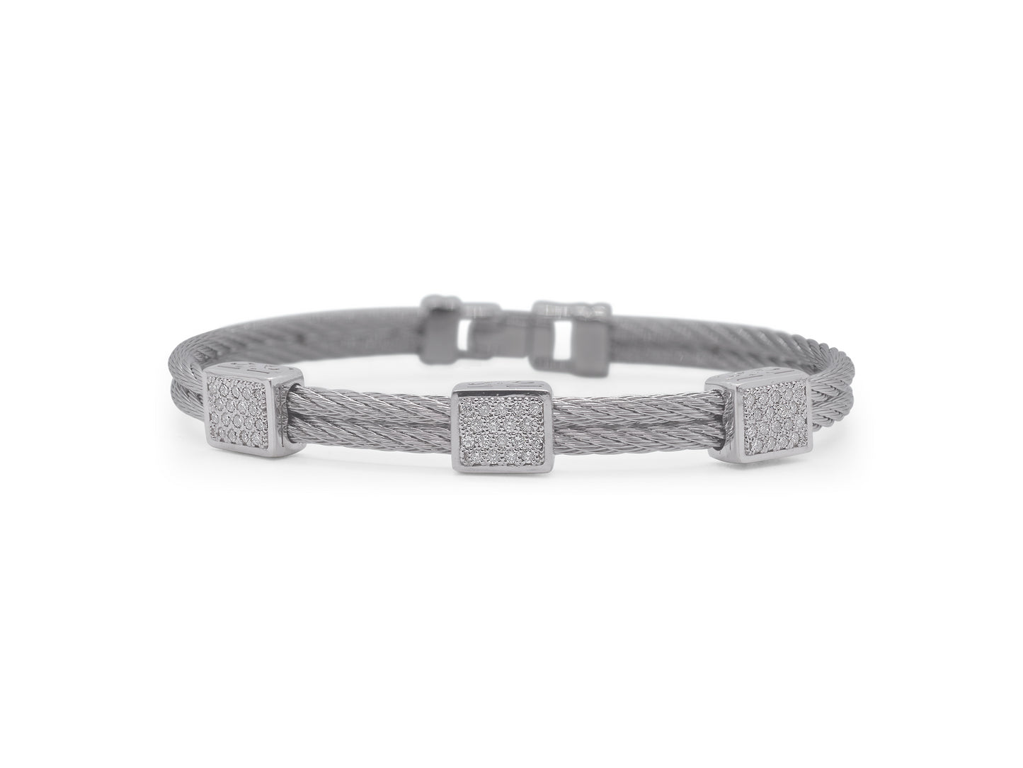 2 ROW GRAY CABLE 3 STATION DIAMOND BANGLE