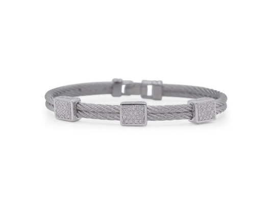 2 ROW GRAY CABLE 3 STATION DIAMOND BANGLE