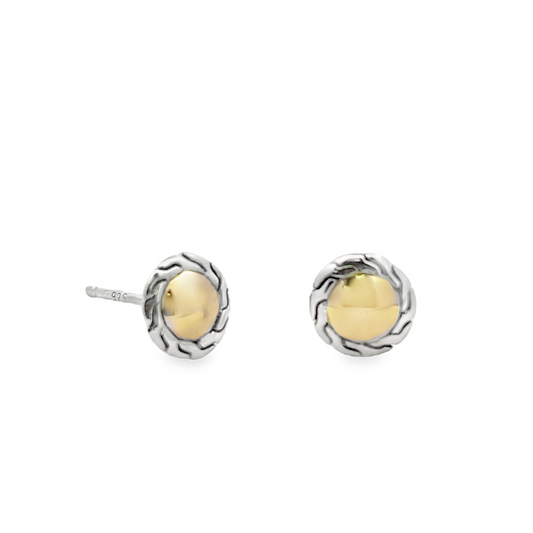 SS/14KY CARVED CHAIN STUD EARRINGS