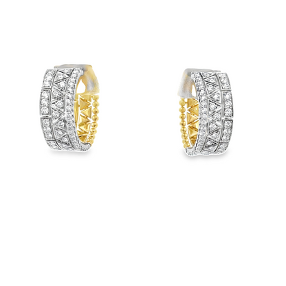 18KYW DIAMOND FASHION MEDIUM HOOPS