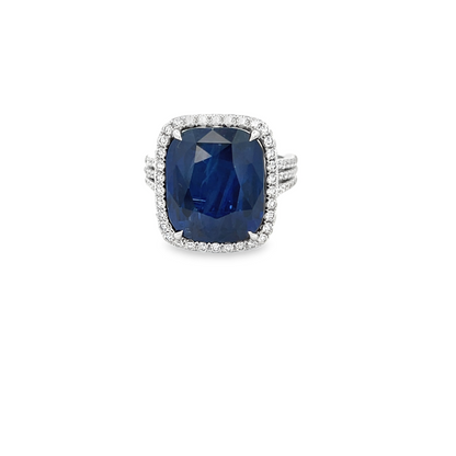 18KW SAPPHIRE & DIAMOND COCKTAIL RING