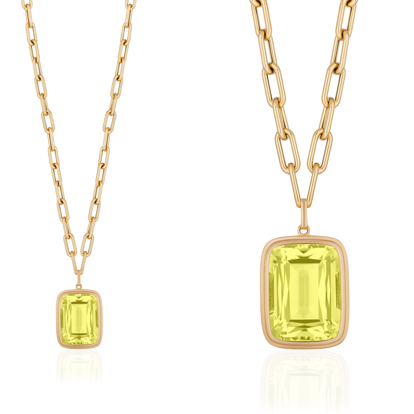 GOSHWARA 18KY CUSHION LEMON QUARTZ PENDANT