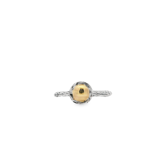 SS CLASSIC CHAIN RING WITH 22KY DOT CENTER