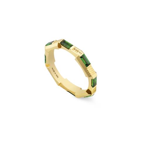 18KY 3MM LINK TO LOVE GREEN TOURMALINE RING