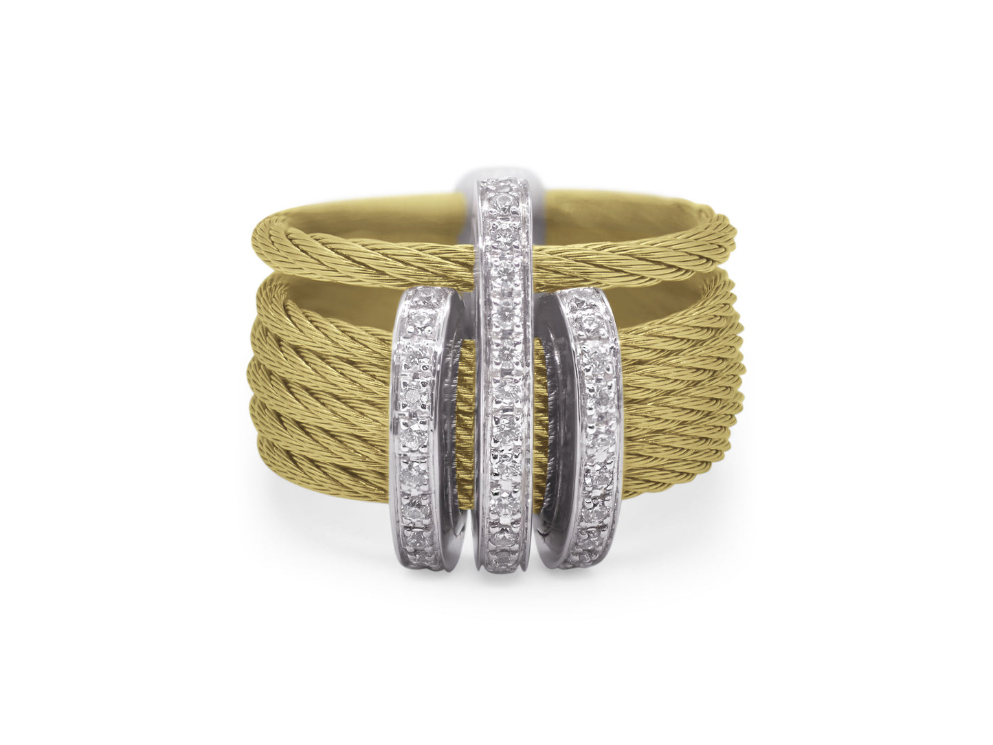YELLOW CABLE DIAMOND TRIPLE ARCH TWIST RING