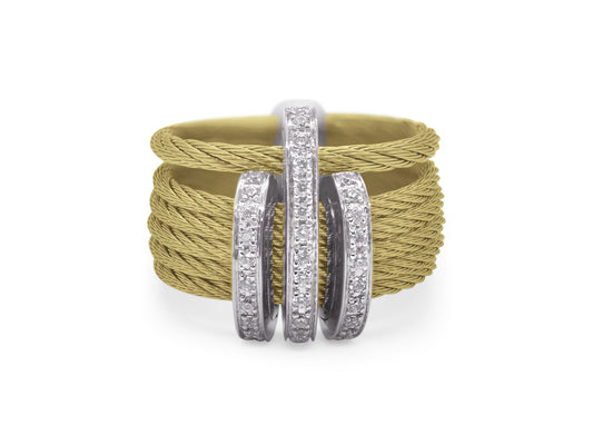 YELLOW CABLE DIAMOND TRIPLE ARCH TWIST RING