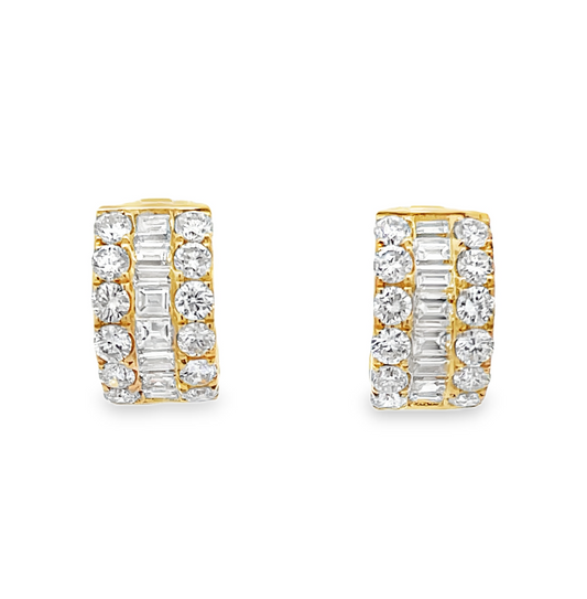 18KY DIAMOND HUGGIE EARRINGS