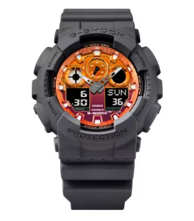 GA100 SERIES - FLAME GRAY/ORANGE CHRONO ANALOG/DIGITAL WATCH
