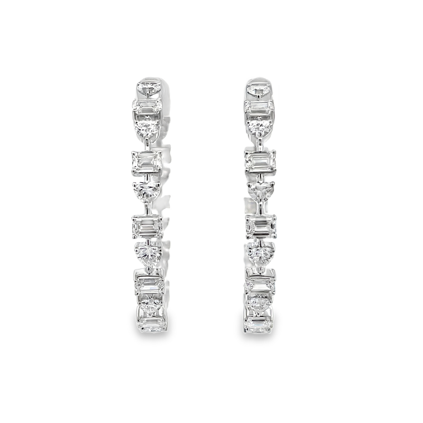 18KW FANCY SHAPE DIAMOND HOOP EARRINGS