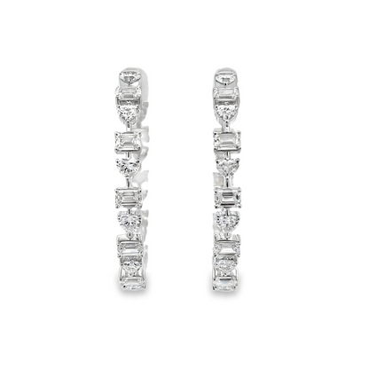 18KW FANCY SHAPE DIAMOND HOOP EARRINGS