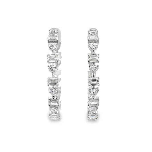 18KW FANCY SHAPE DIAMOND HOOP EARRINGS