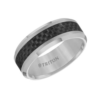 8MM BLK CARBON/TUNGSTEN BAND - SIZE 9.5