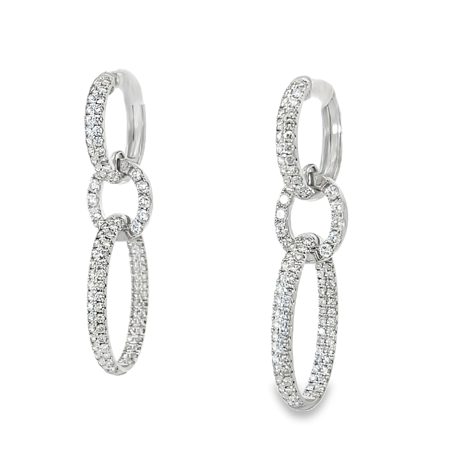 18KW DIAMOND OVAL LINK DANGLE EARRINGS