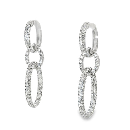 18KW DIAMOND OVAL LINK DANGLE EARRINGS