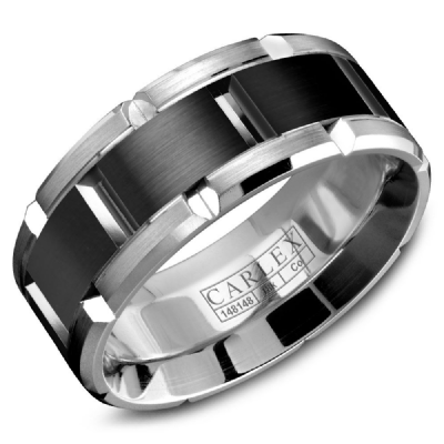 18KW BLACK COBALT SANDPAPER TOP & HIGH POLISH BEVEL CUT BAND