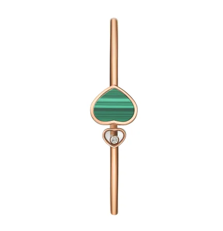 18KR MALACHITE DIA .05TW HAPPY HEART BANGLE SN# 6934575