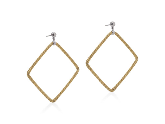 YELLOW CABLE OPEN SQUARE EARRINGS