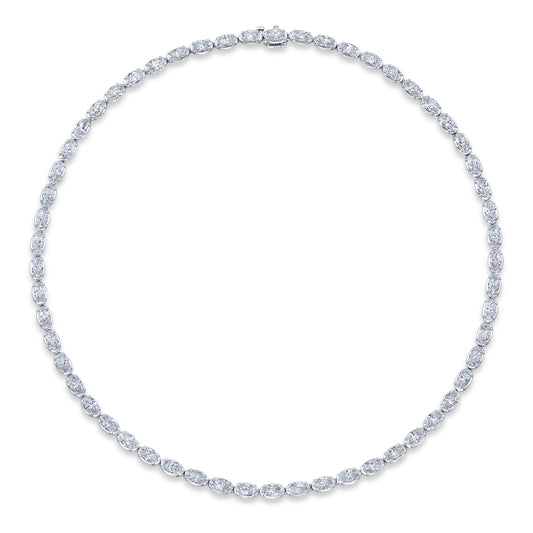 RAHAMINOV 18KW OVAL SHAPE DIAMOND NECKLACE