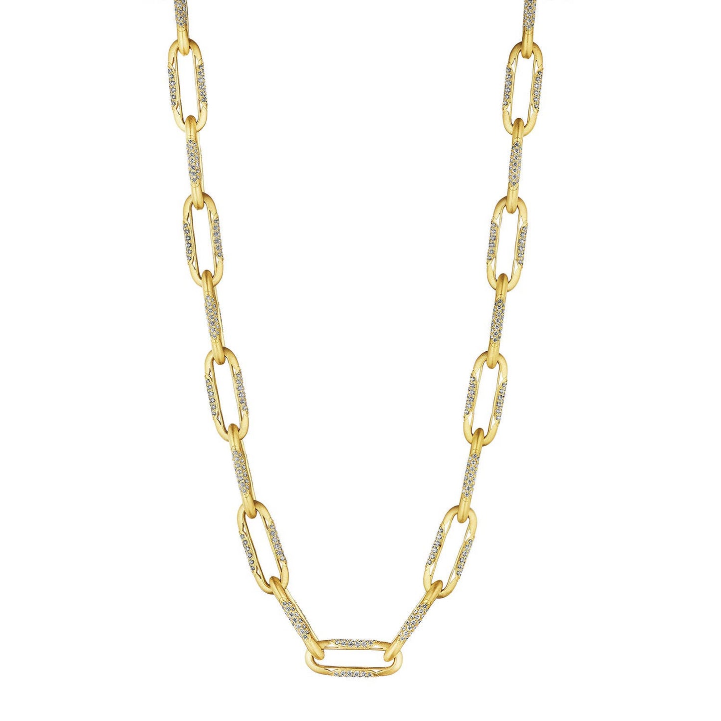 18KY CRESCENT ECLIPSE LARGE LINK DIAMOND NECKLACE