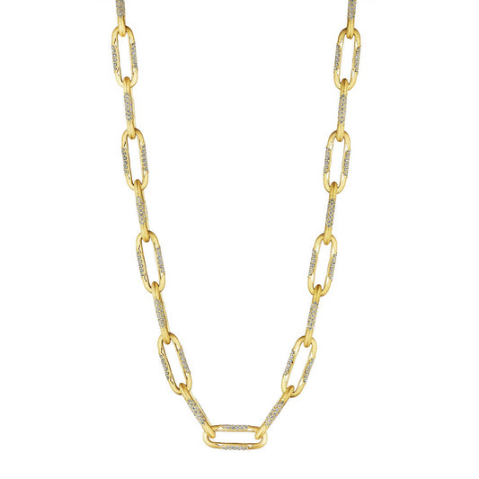 18KY CRESCENT ECLIPSE LARGE LINK DIAMOND NECKLACE