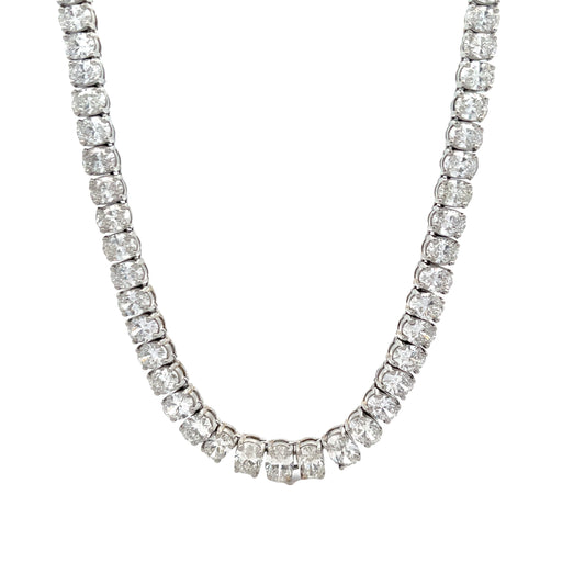 OVAL DIAMOND PLATINUM TENNIS NECKLACE