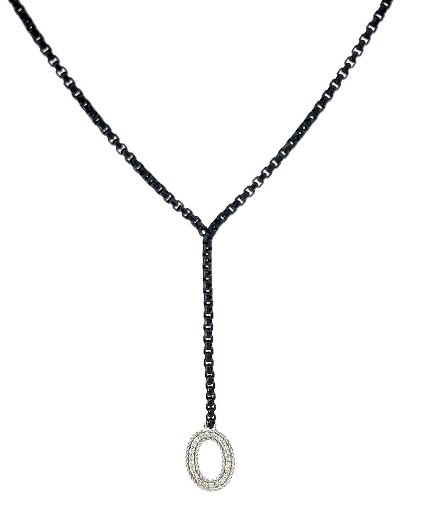 BLK/GRY CHAIN LARIAT DIA NECK
