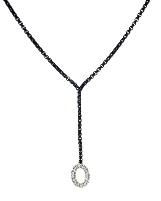 BLK/GRY CHAIN LARIAT DIA NECK