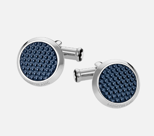 MEISTERSTUCK SS BLUE LACQUER INLAY CUFFLINKS