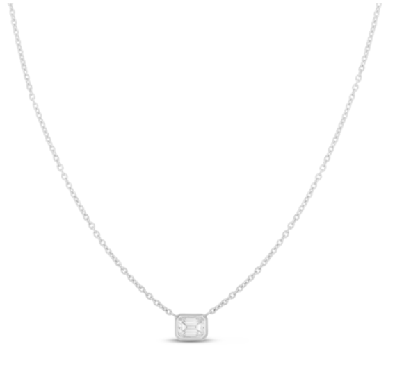 18KW DIAMONDS BY THE INCH EMERALD CUT NECKLACE