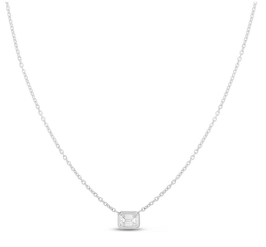 18KW DIAMONDS BY THE INCH EMERALD CUT NECKLACE