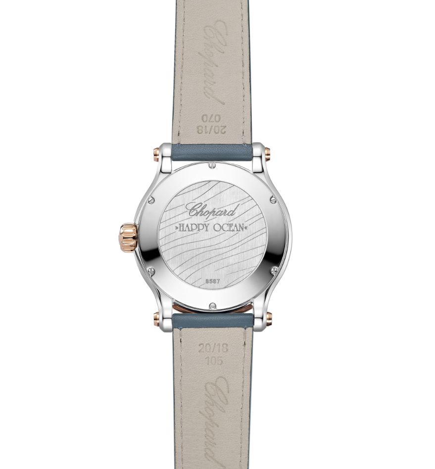 40MM SS/RG HAPPY SPORT BLUE-GREY DIAL WITH 5 FLOATING DIAMONDS