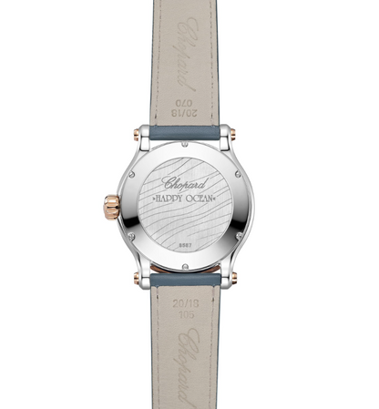 40MM SS/RG HAPPY SPORT BLUE-GREY DIAL WITH 5 FLOATING DIAMONDS