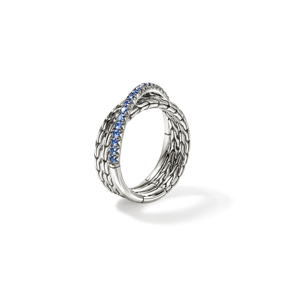 SS ESSENTIALS BLUE SAPPHIRE CROSSOVER RING